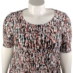 Dana Buchman Rust Black Cream Stretchy Flair Bottom Top Longer Short Sleeve M